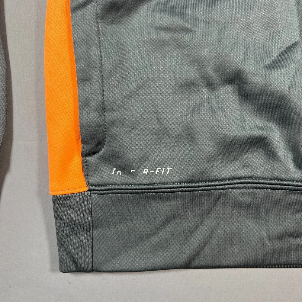 Jordan Therma Fit Hoodie Boys M 10-12 Gray Orange Jumpman Logo Kangaroo Pocket